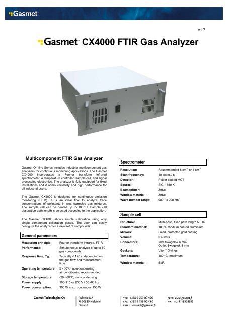 gas analyzer datasheet|X.